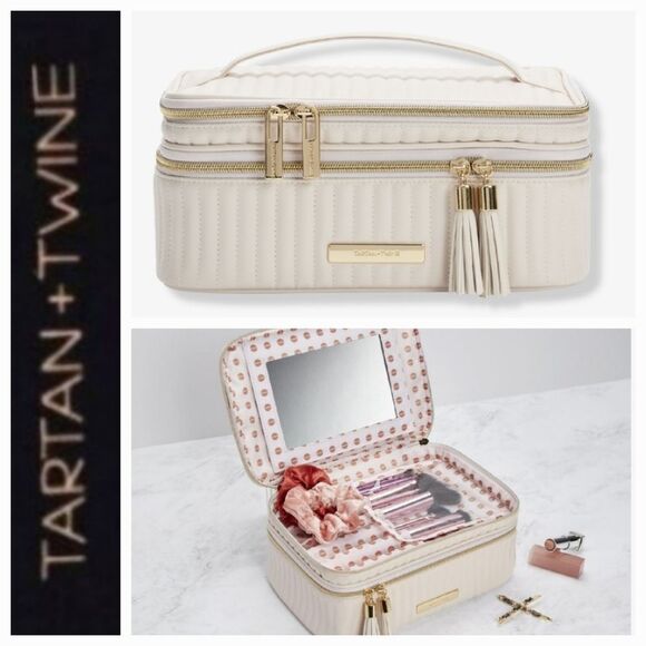 Tartan & Twine Vertical Quilted Traincase w/Mirror